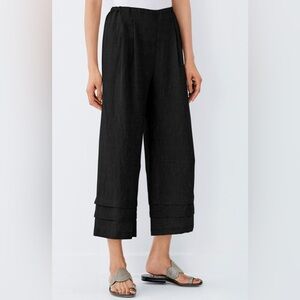 Go Lightly Adair Black Linen Pants Made in USA Size 1